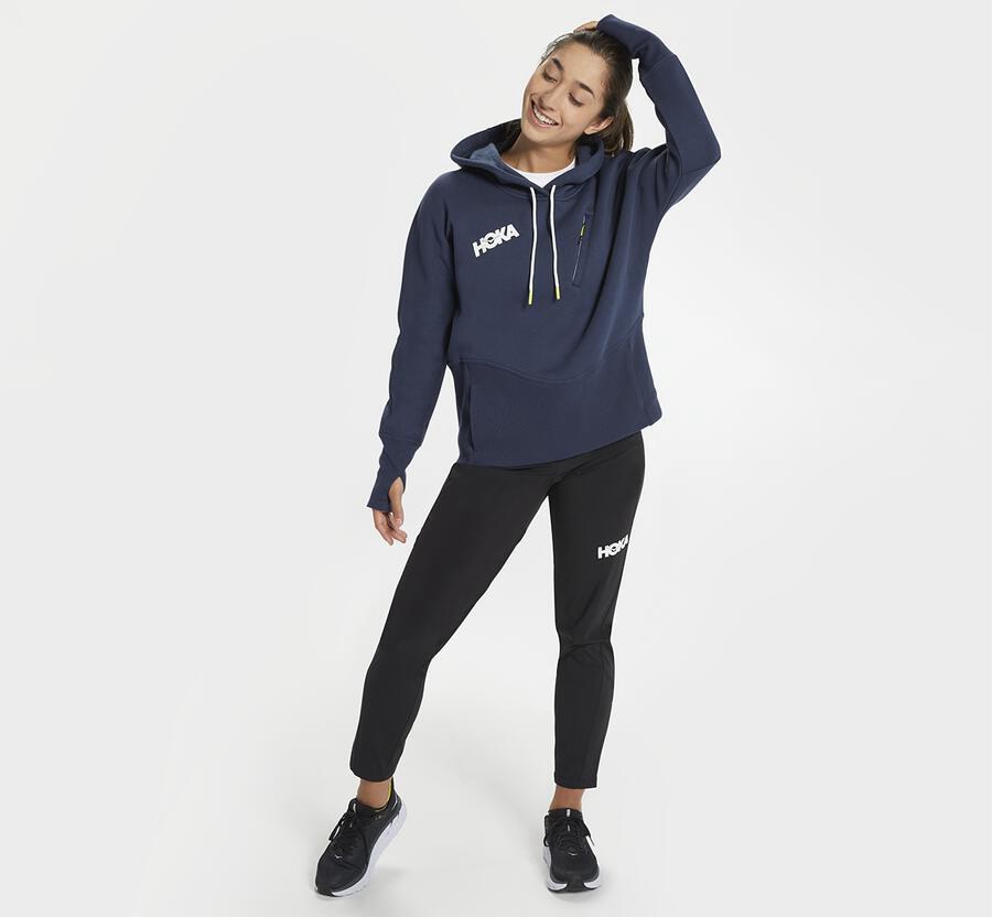 Hoka One One Kapşonlu Sweatshirt Kadın Lacivert - Performance - IB6931784